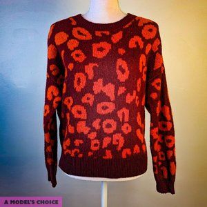 ABOUND UNIQUE FUNKY PATTERNED CHEETAH STYLED LONG SLEEVE SWEATER - WOMENS MEDIUM